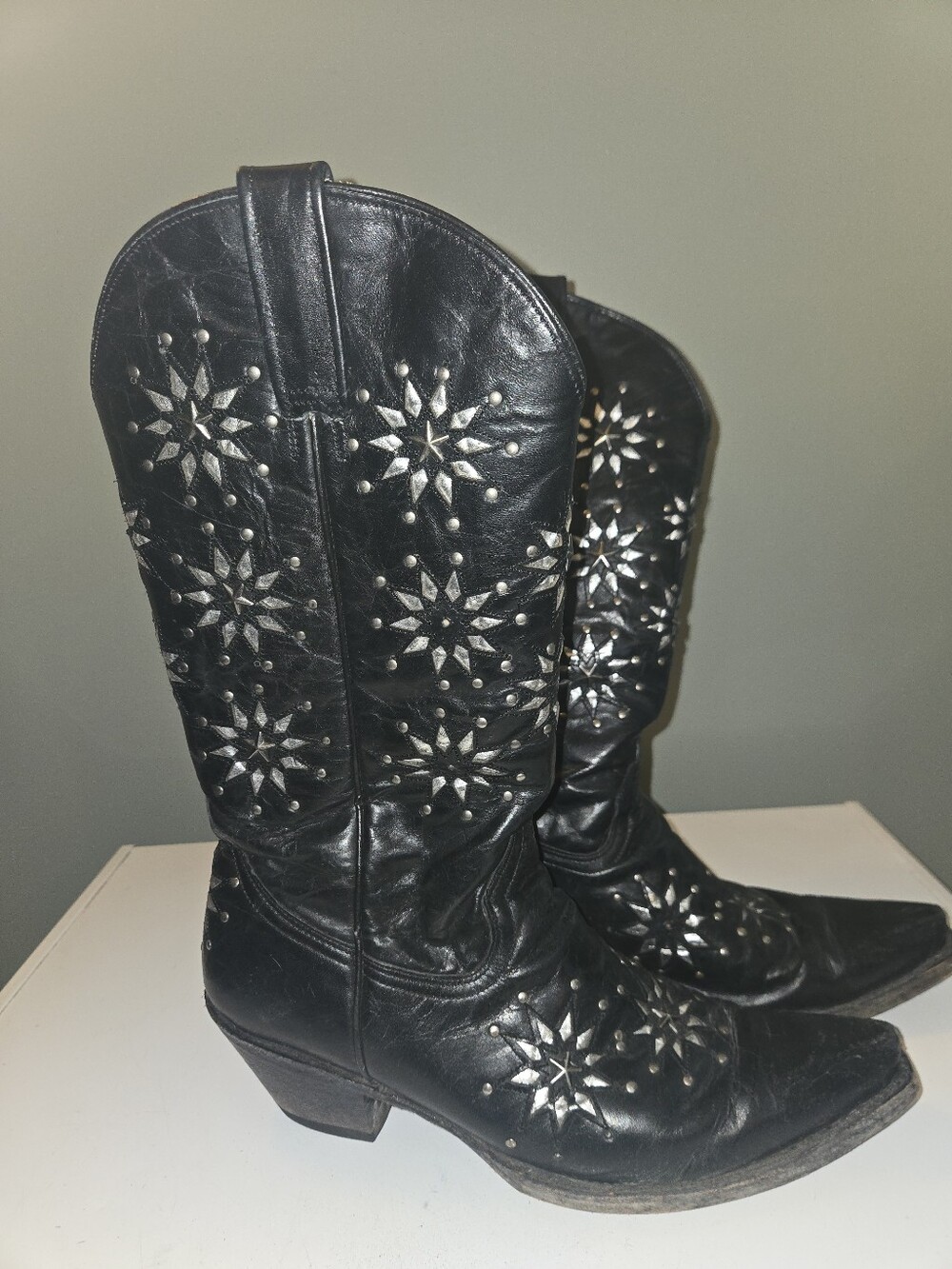 Rockin Leather Black Leather Western Boots Size 10